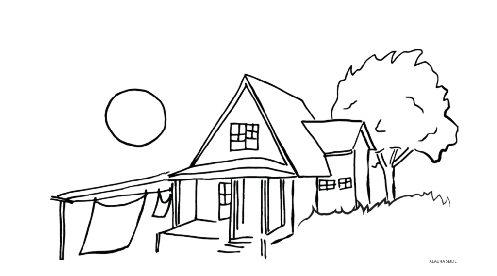Line drawing of a house